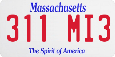MA license plate 311MI3