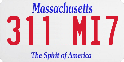 MA license plate 311MI7