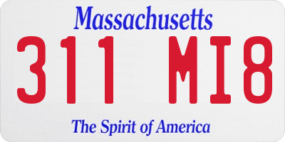 MA license plate 311MI8