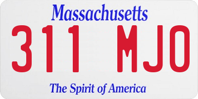 MA license plate 311MJ0