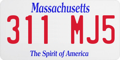 MA license plate 311MJ5