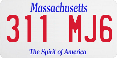 MA license plate 311MJ6