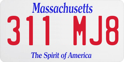 MA license plate 311MJ8