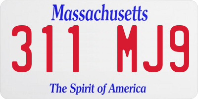 MA license plate 311MJ9