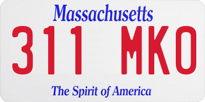 MA license plate 311MK0