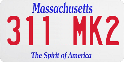 MA license plate 311MK2