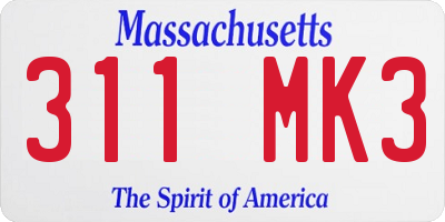 MA license plate 311MK3