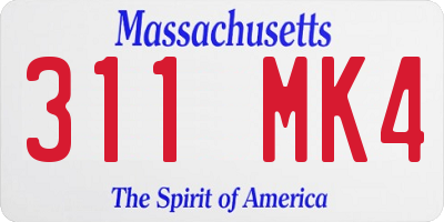 MA license plate 311MK4