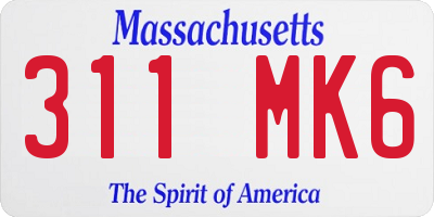 MA license plate 311MK6