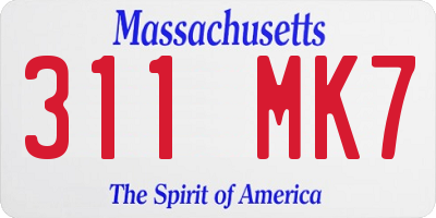 MA license plate 311MK7