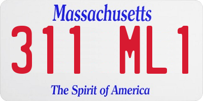 MA license plate 311ML1
