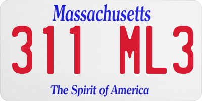 MA license plate 311ML3