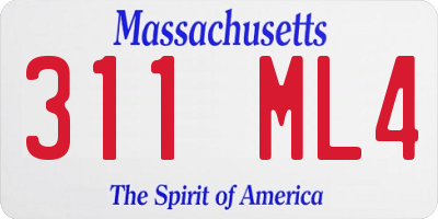 MA license plate 311ML4