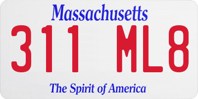 MA license plate 311ML8