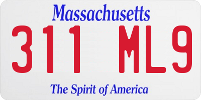 MA license plate 311ML9