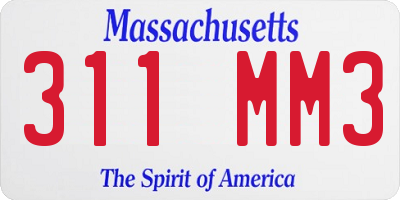 MA license plate 311MM3
