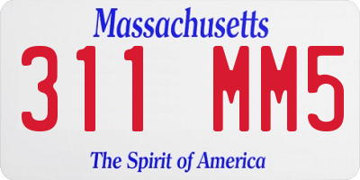 MA license plate 311MM5