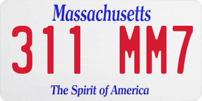 MA license plate 311MM7