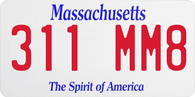 MA license plate 311MM8