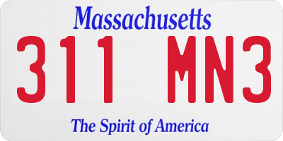 MA license plate 311MN3