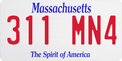 MA license plate 311MN4