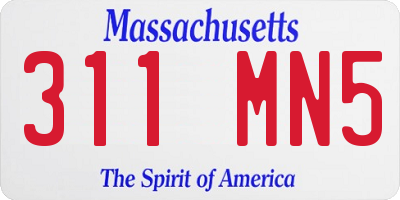 MA license plate 311MN5
