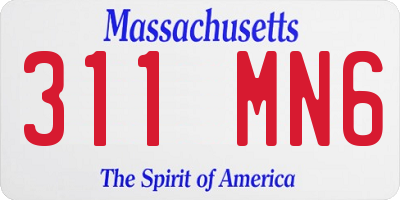 MA license plate 311MN6