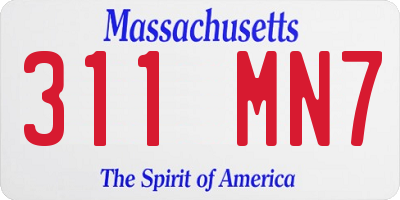 MA license plate 311MN7