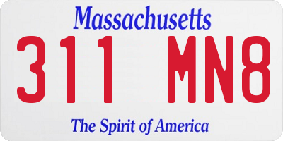 MA license plate 311MN8