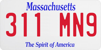 MA license plate 311MN9