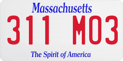 MA license plate 311MO3