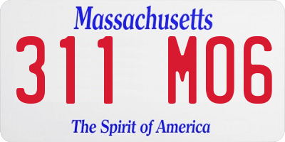 MA license plate 311MO6