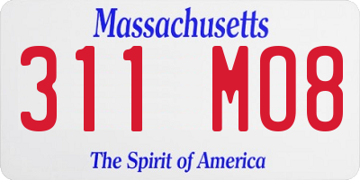 MA license plate 311MO8