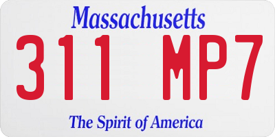 MA license plate 311MP7