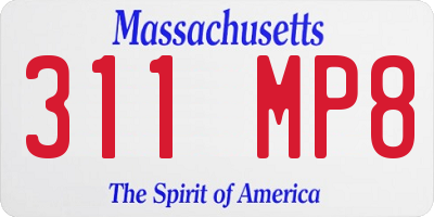 MA license plate 311MP8