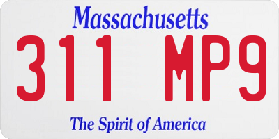 MA license plate 311MP9