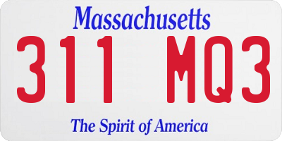 MA license plate 311MQ3
