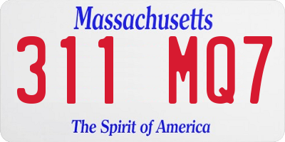 MA license plate 311MQ7