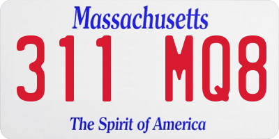 MA license plate 311MQ8