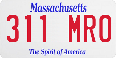 MA license plate 311MR0