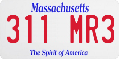 MA license plate 311MR3