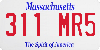 MA license plate 311MR5