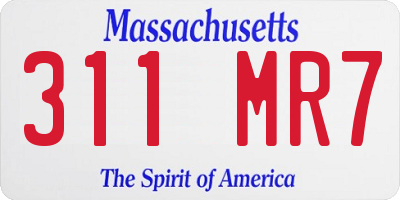 MA license plate 311MR7
