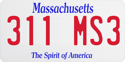 MA license plate 311MS3