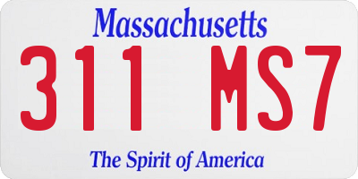 MA license plate 311MS7