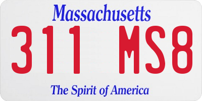 MA license plate 311MS8