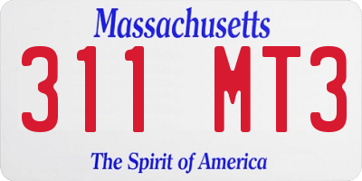 MA license plate 311MT3