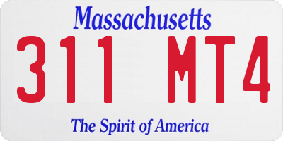 MA license plate 311MT4