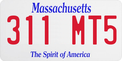 MA license plate 311MT5