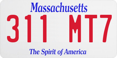 MA license plate 311MT7
